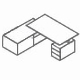 biurko gabinetowe z szafką i kontenerem V38L 2344x1800mm
