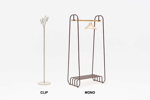 Nowe produkty: wieszaki Clip i Mono oraz fotel Ismo na podstawie bujanej.