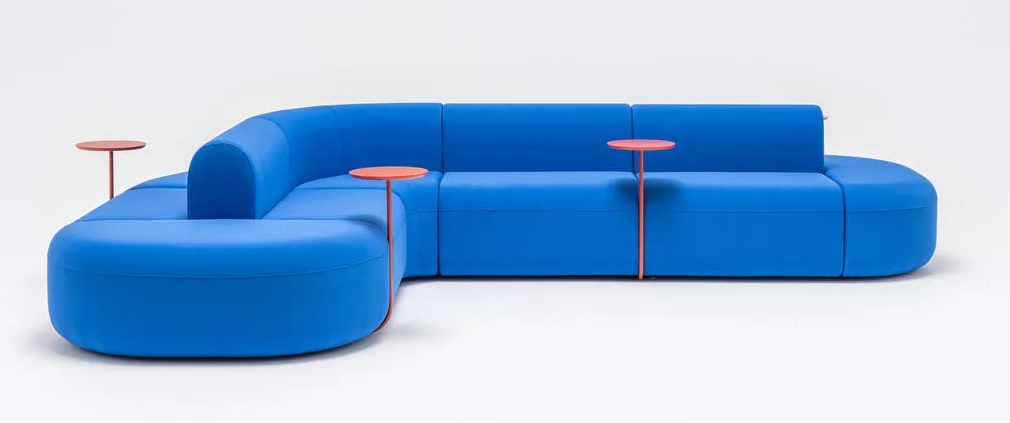 Nowoczesna sofa modułowa z gamy Artiko w wersji jedno- i dwustronnej, niebieska