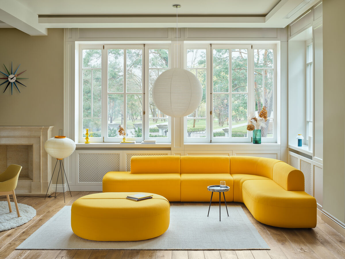 komfortowe żółte sofy modułowe do salonu, biura oraz miejsc publicznych
