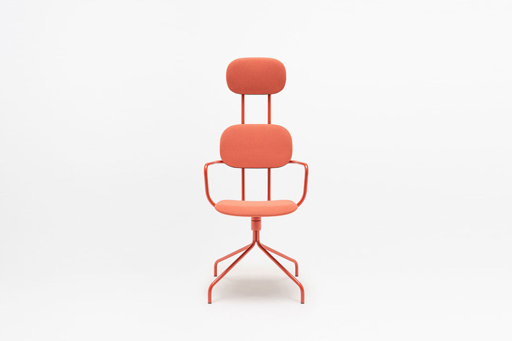 upholstered chair with headrest swivel base New School
